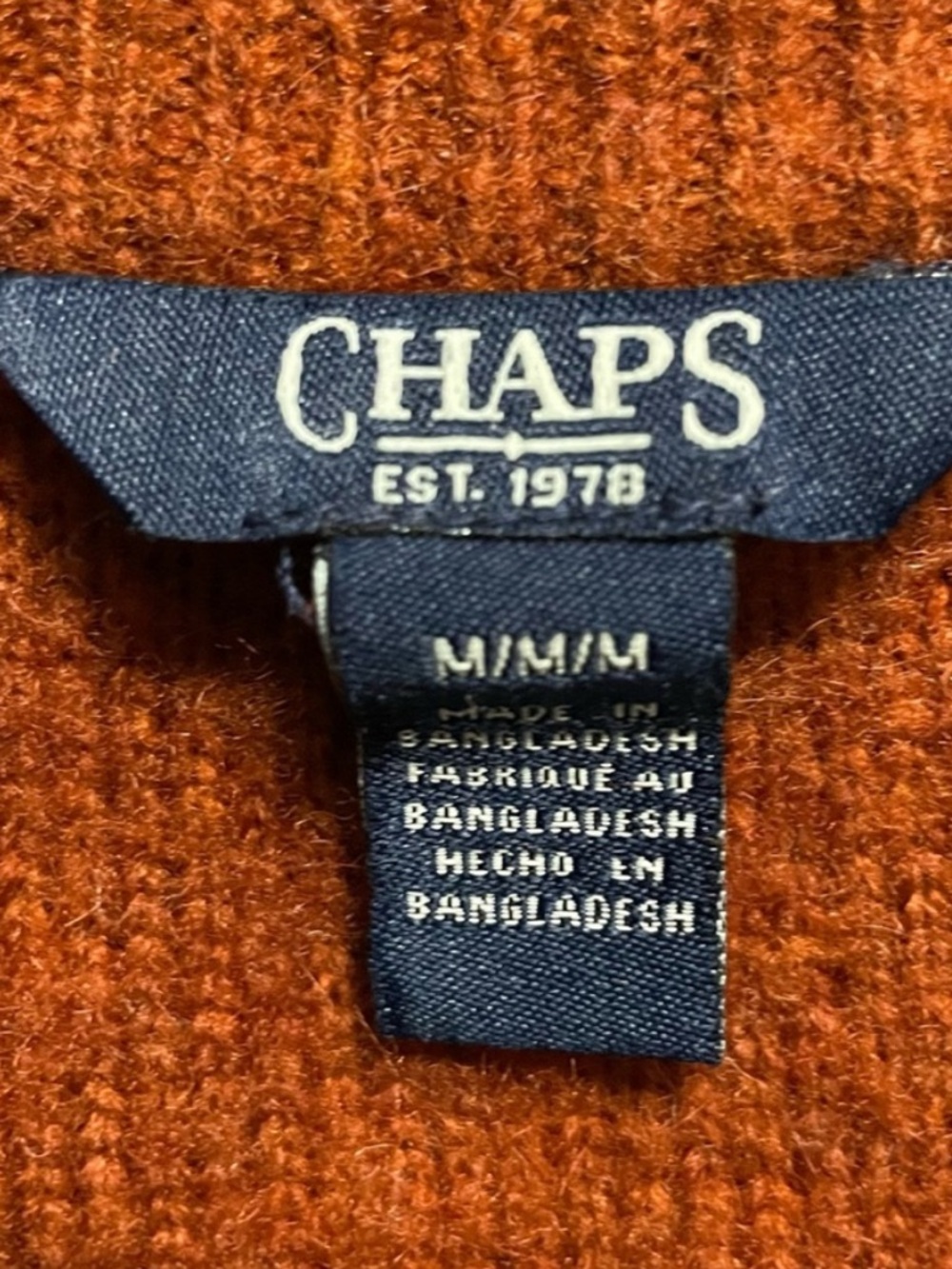 Chaps Rust Orange Cable-Knit Button Cardigan Women’s Medium - Picture 7 of 10